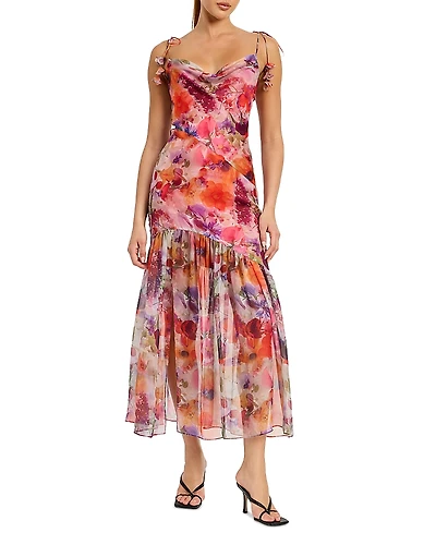 En Saison Magnolia Tie Shoulder Maxi Dress
