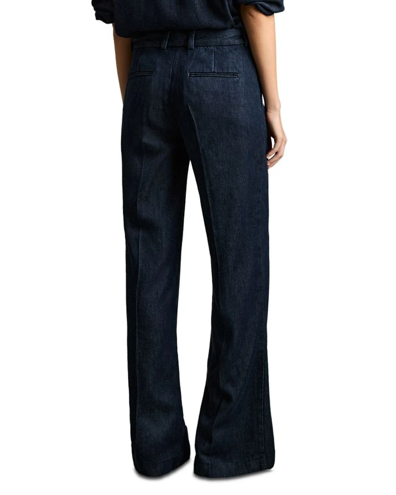 Petite Reed Denim Look Wide Leg Pants