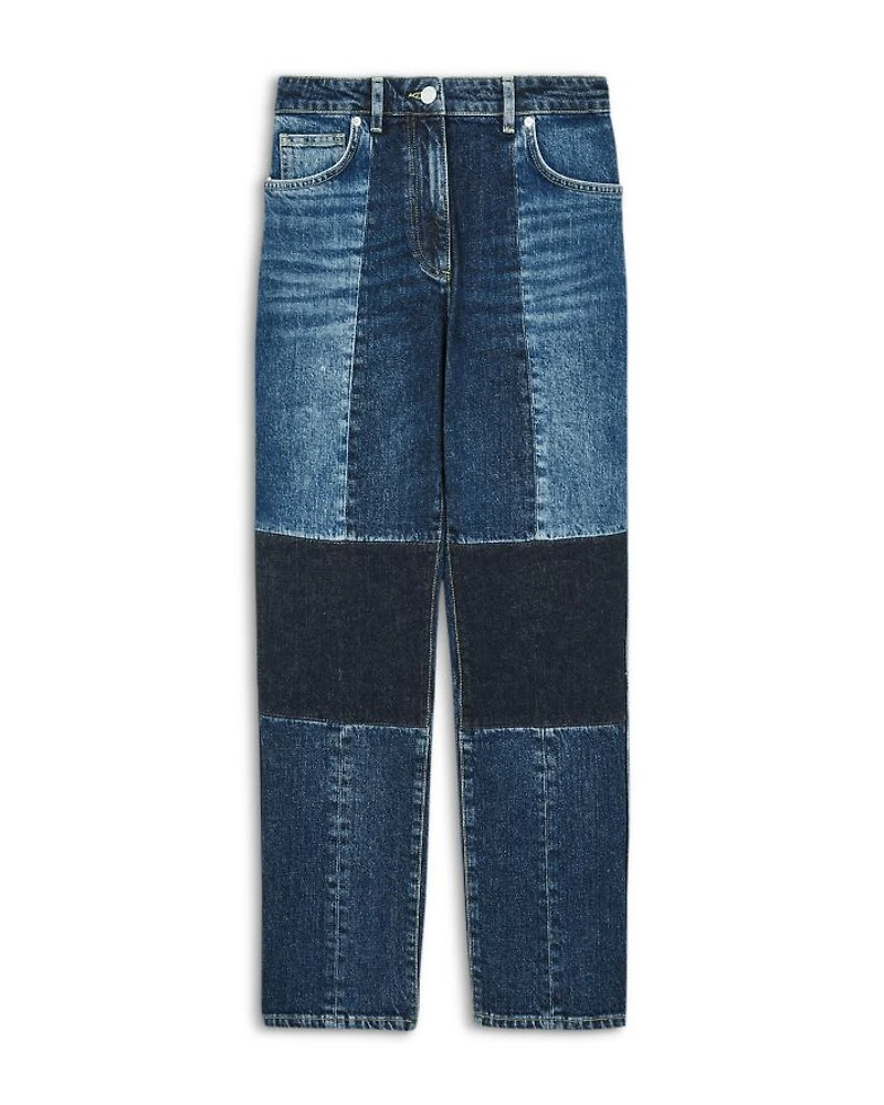 Birch Mid Rise Patch Straight Leg Jeans Blue