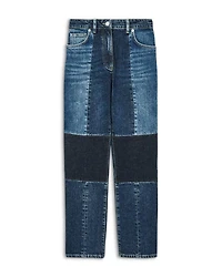 Birch Mid Rise Patch Straight Leg Jeans Blue