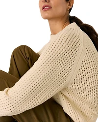 Pointelle Crewneck Knit Sweater
