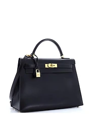 Kelly 32 Handbag Black Box Calf with Gold Hardware