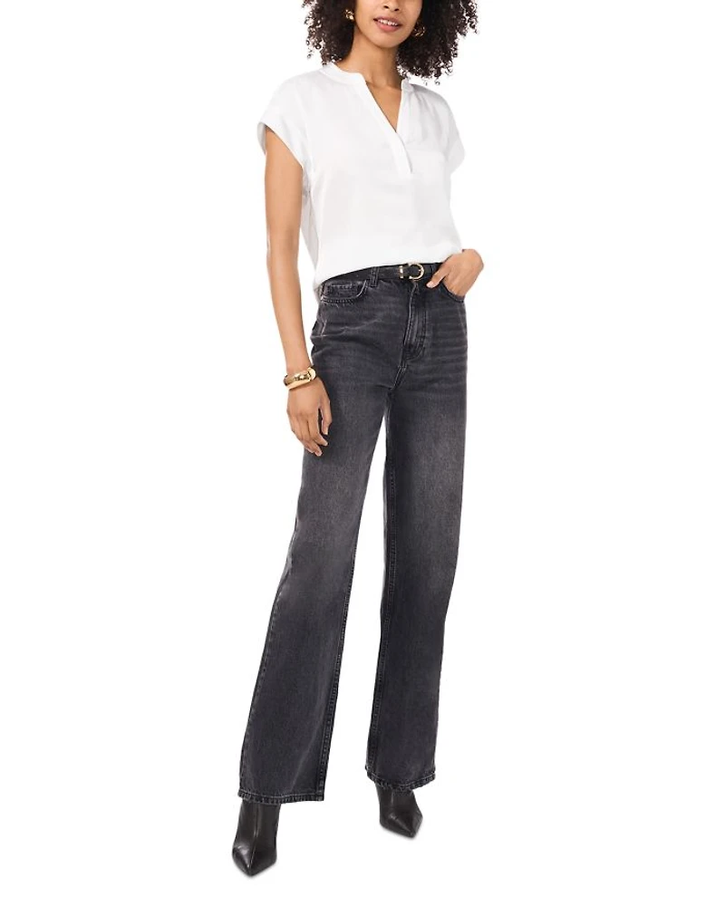 Split V Neck Blouse