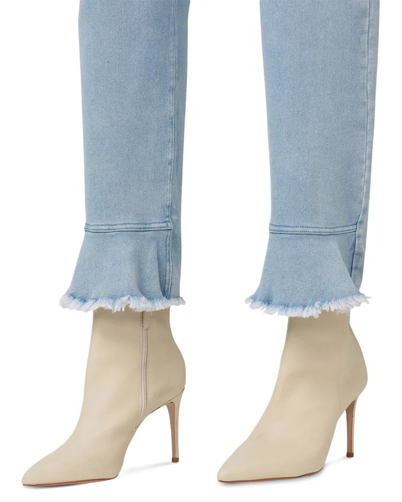 High Rise Ruffle Hem Skimmer Jeans