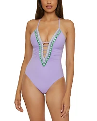 Becca by Rebecca Virtue Fiesta Plunge One Piece Swimsuit