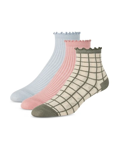 Ruffled Anklet Socks, Set of 3