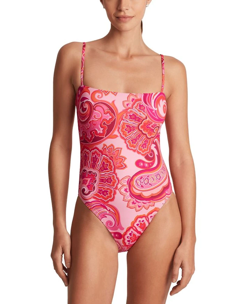 Paisley Square Neck Lingerie One Piece Swimsuit