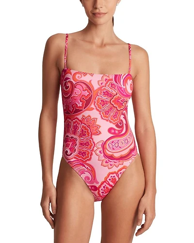 Paisley Square Neck Lingerie One Piece Swimsuit