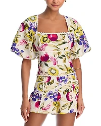 Aqua Fruit Vine Puff Sleeve Top - Exclusive