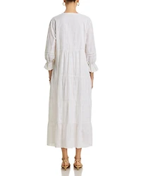 Tonal Embroidery Midi Dress