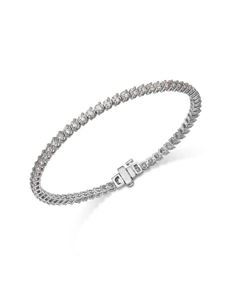 Certified Tennis Bracelet in 14K White Gold, 4.0 tcw