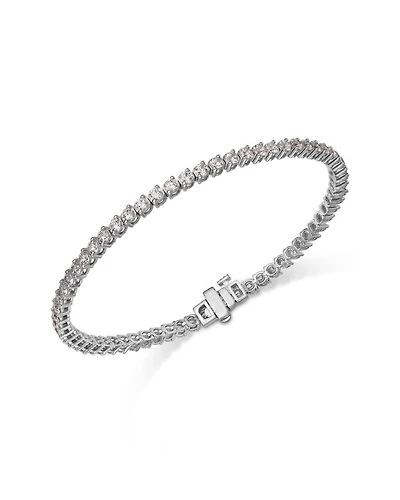 Certified Tennis Bracelet in 14K White Gold, 4.0 tcw