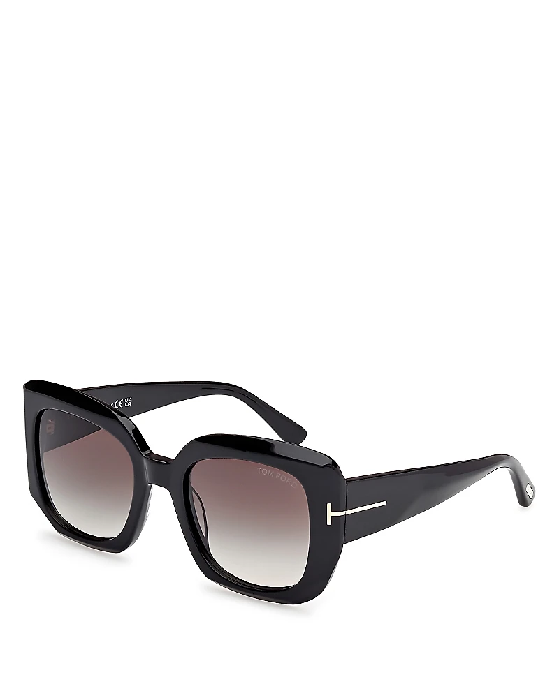 Tom Ford Carla Square Black Sunglasses, 52mm