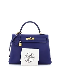 Kelly Handbag Blue Togo with Gold Hardware