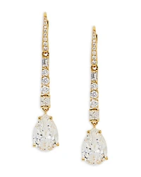 Cubic Zirconia Linear Drop Earrings in 18K Gold Plated