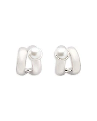 Keep Sparkling Imitation Pearl Double Huggie Hoop Earrings