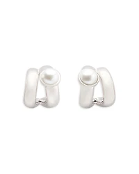 kate spade new york Keep Sparkling Imitation Pearl Double Huggie Hoop Earrings