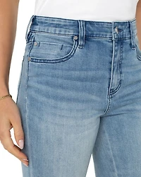 Hannah Mid Rise Crop Flare Jeans Indigo Crochet