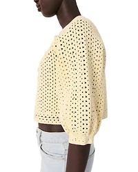 Cropped Rhinestone Crochet Cardigan