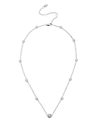 Cubic Zirconia Station Collar Necklace in Sterling Silver, 16"-19"
