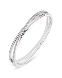 Pavé Crisscross Bangle Bracelet in Sterling Silver