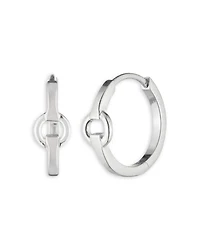 Ring Detail Hoop Earrings in Sterling Silver