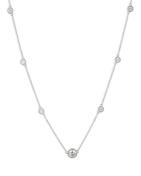 Cubic Zirconia Station Collar Necklace in Sterling Silver, 16"-19"