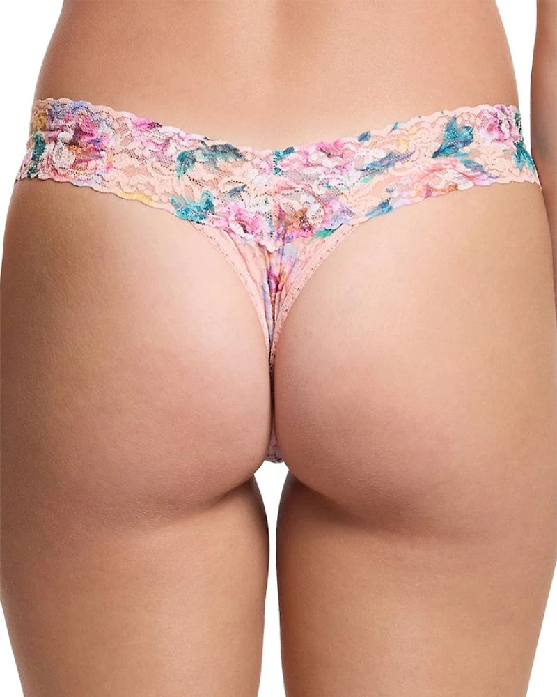 Printed Signature Lace Low Rise Thong