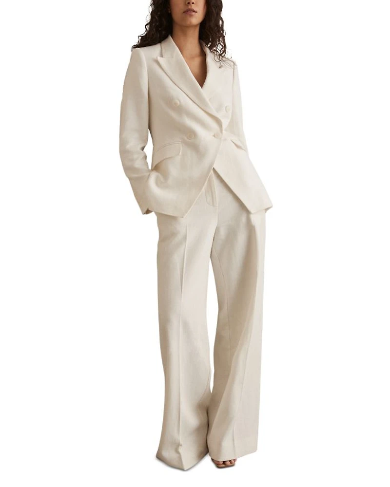 Petites Double Breasted Peak Lapel Blazer