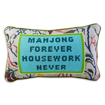 Furbish Studio Mahjong Needlepoint Decorative Pillow