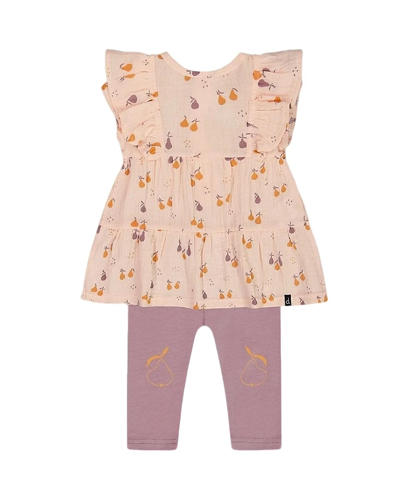 Deux par Girls' Printed Muslin Tunic and Organic Cotton Legging Set- Baby