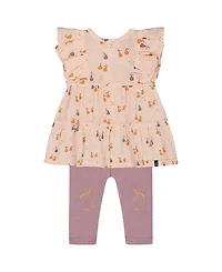 Deux par Girls' Printed Muslin Tunic and Organic Cotton Legging Set- Baby