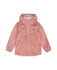 Deux par Deux Girls' Printed Packable Windbreaker Small Flowers - Little Kid