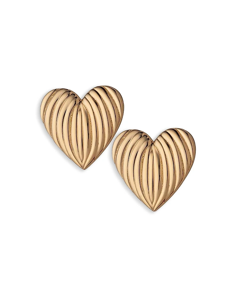 Jennifer Zeuner Ridged Heart Stud Earrings