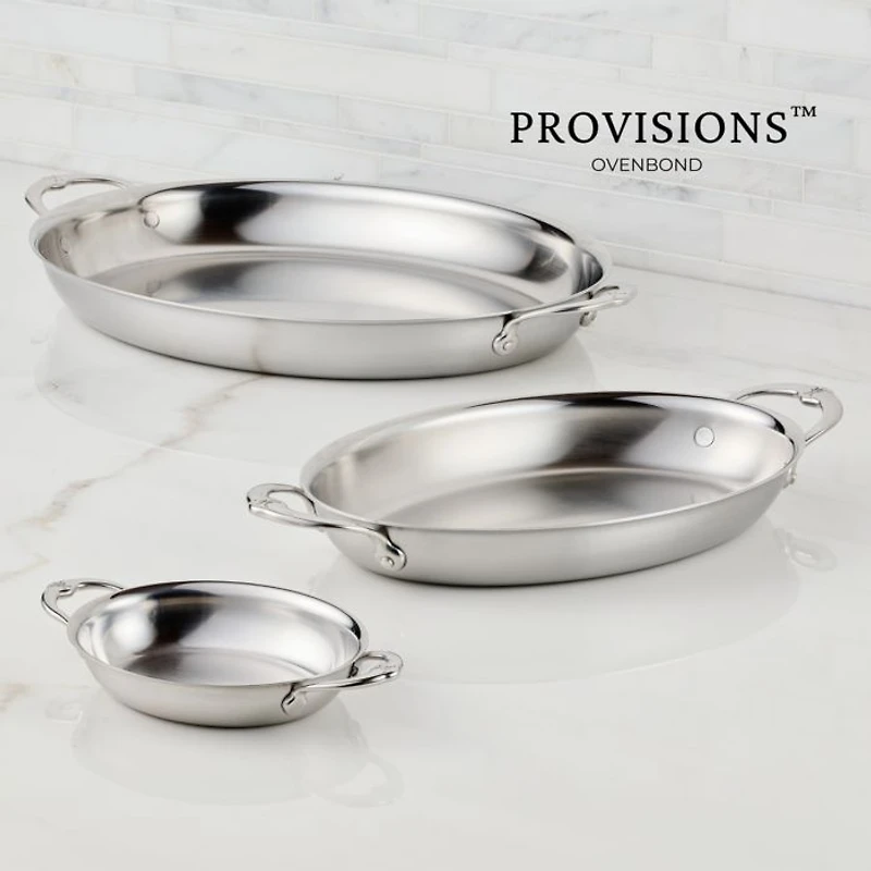 Provisions Medium Clad Stainless Steel Oval Au Gratin
