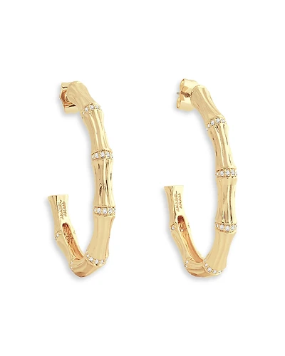 Anabel Aram Pave Bamboo Single Hoop Earring