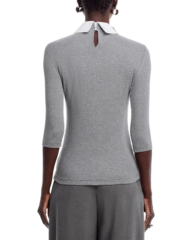 Embellished Collar Top