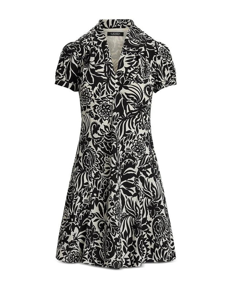 Floral Crepe Short Sleeve Dress