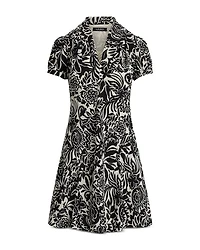 Floral Crepe Short Sleeve Dress