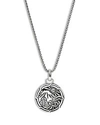 Men's Sterling Silver Modern Talisman Enamel Flame Motif Pendant Necklace, 22"
