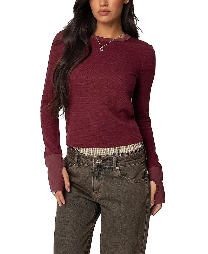 Edikted Waffle Long Sleeve T-shirt