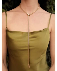 Serpentina Marquise Cubic Zirconia Snake Chain Adjustable Lariat Necklace in 18K Gold Plated, 26"