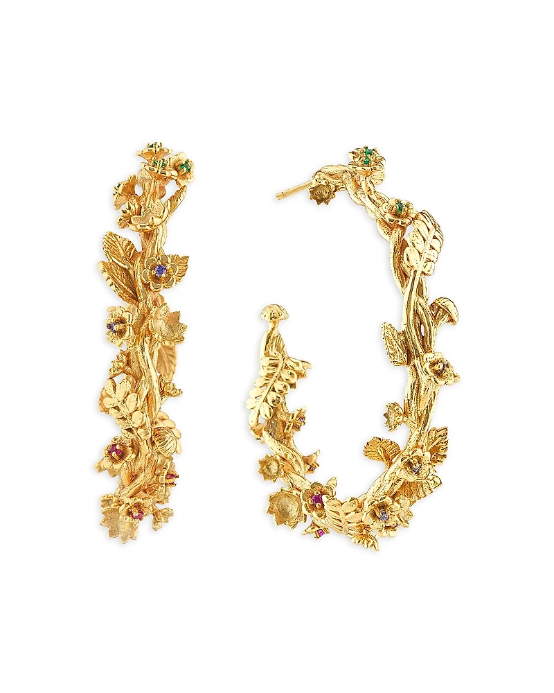 Capucine De Wulf Meadow Pave Flower Grande Hoop Earrings