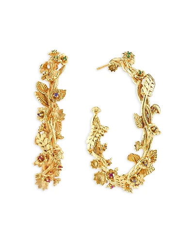 Capucine De Wulf Meadow Pave Flower Grande Hoop Earrings