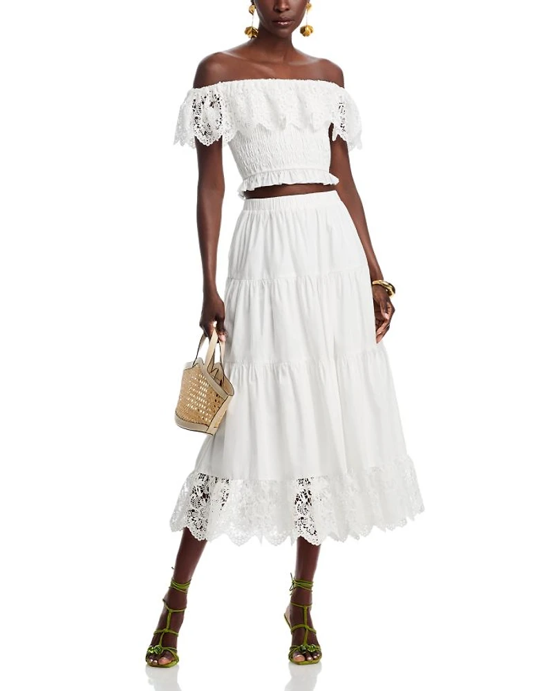 Lace Off The Shoulder Poplin Top - Exclusive