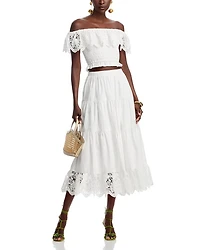 Lace Off The Shoulder Poplin Top - Exclusive