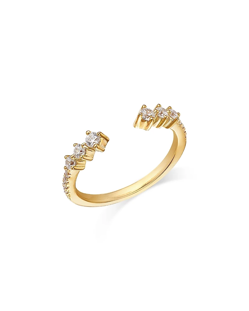 Bloomingdale's Fine Collection Diamond Tri Stone Cuff Ring