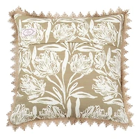 vVyom Saffron Embroidered Reversible Cushion, 20 x 20