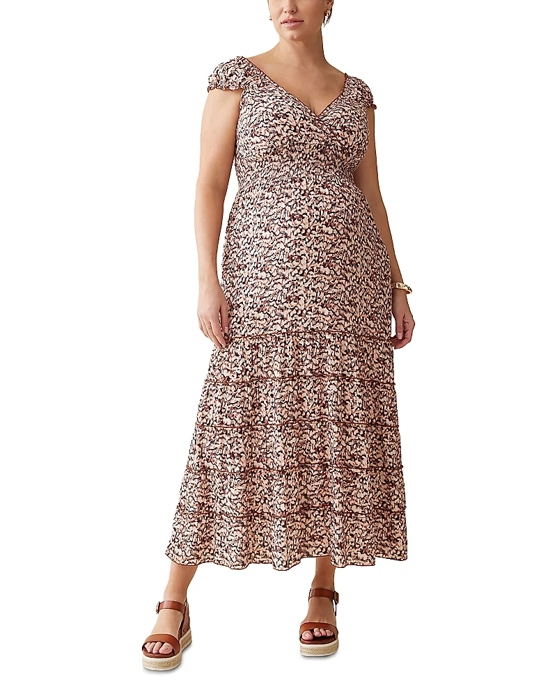 Ingrid & Isabel Maternity Cap Sleeve Maxi Dress