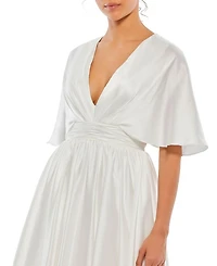 Satin Flowy Cape Sleeve Mini Dress